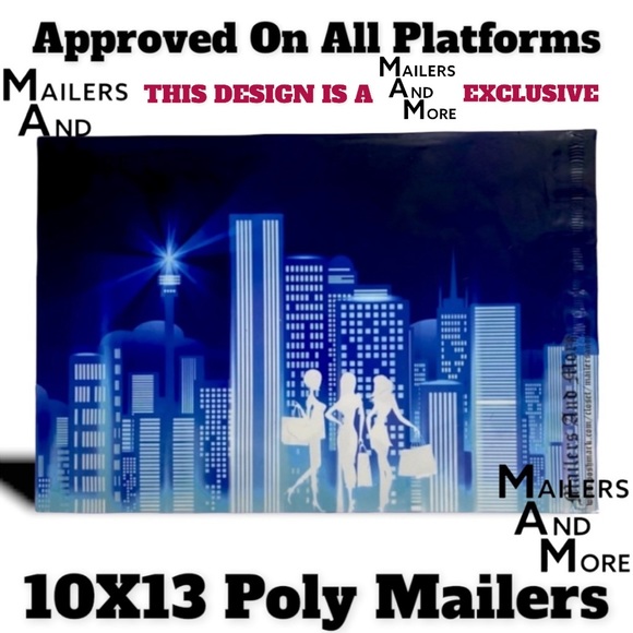 25 10X13 Poly Mailers Posh Girls Shipping Envelopes PRICE IS FIRM City Lights - Picture 5 of 6